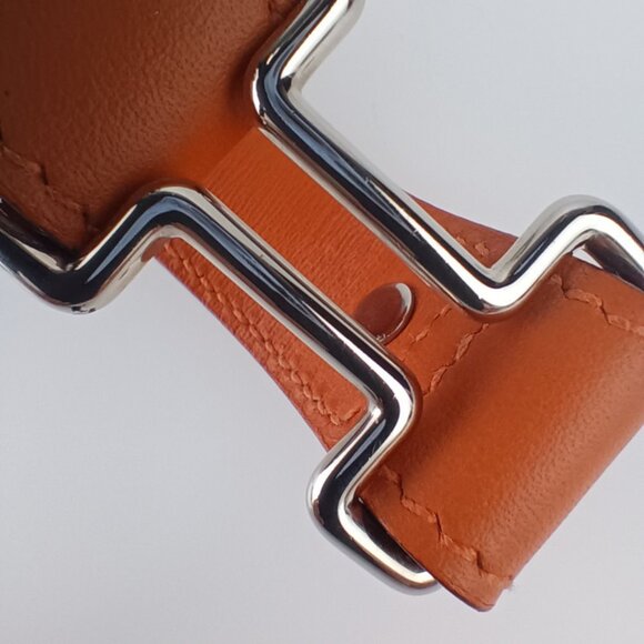 HERMES Orange Leather Charm Bracelet - Picture 5 of 8